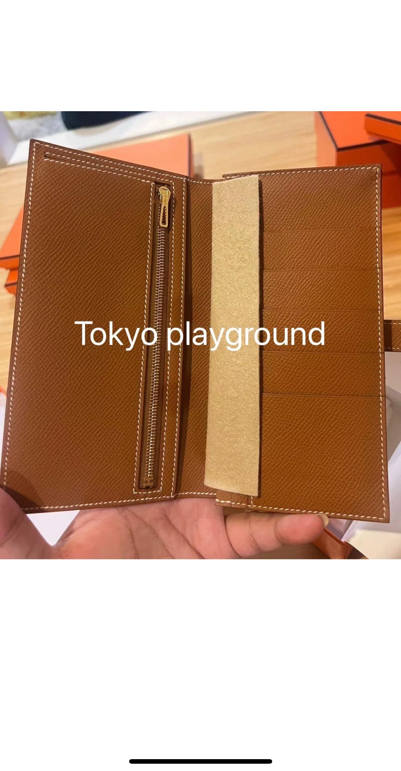 100% Authentic Hermes Bearn Wallet Gold Women Folded Wallet Gift Xmas